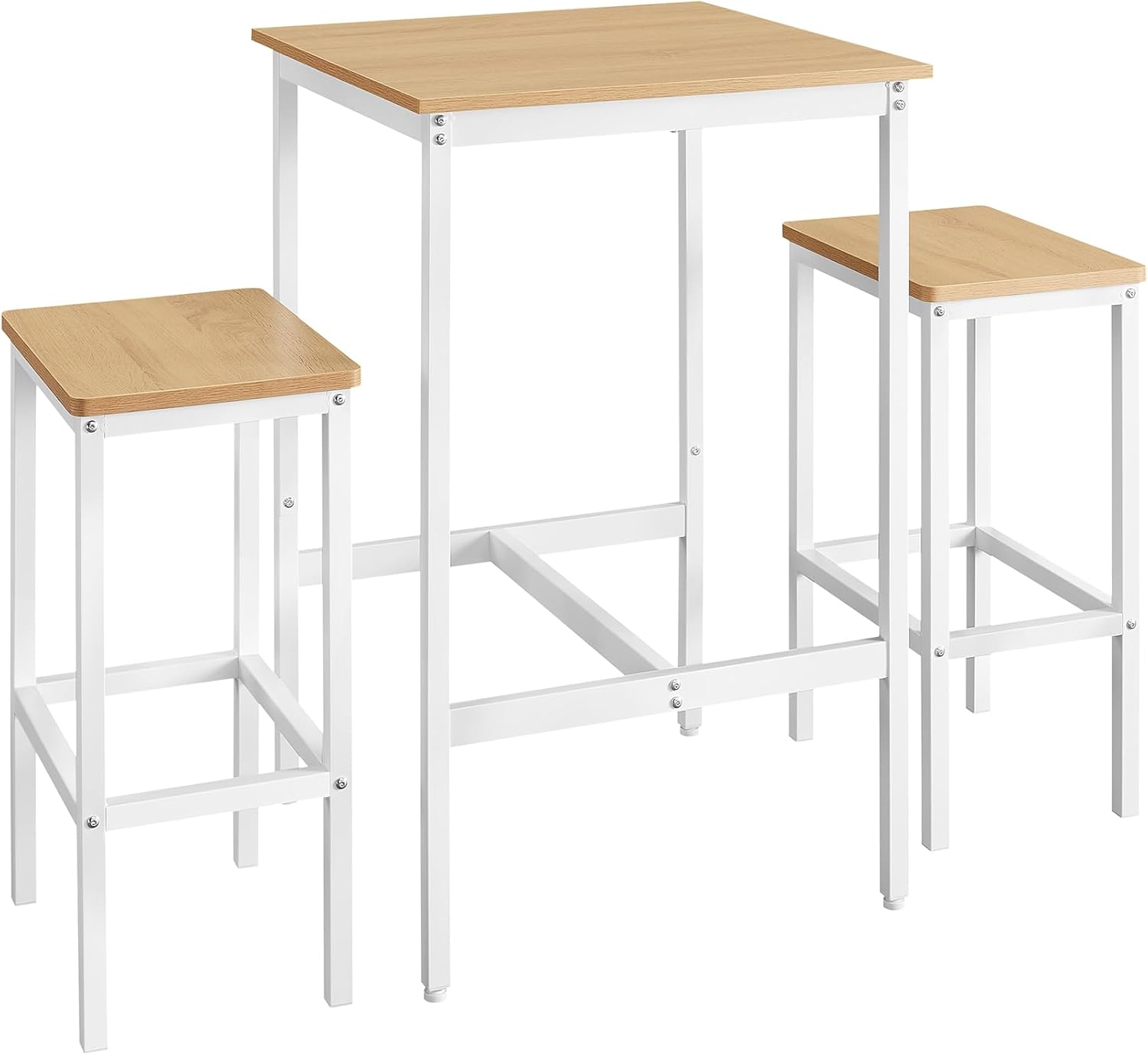 Vasagle Mesa De Bar Con Taburetes, Mesa Comedor Con 2 Sillas, Mesa Cocina Pequeña, Taburetes De Barra, Para Comedor, Cocina, Roble Y Nube Dorado/Blanco , Leroy Merlin