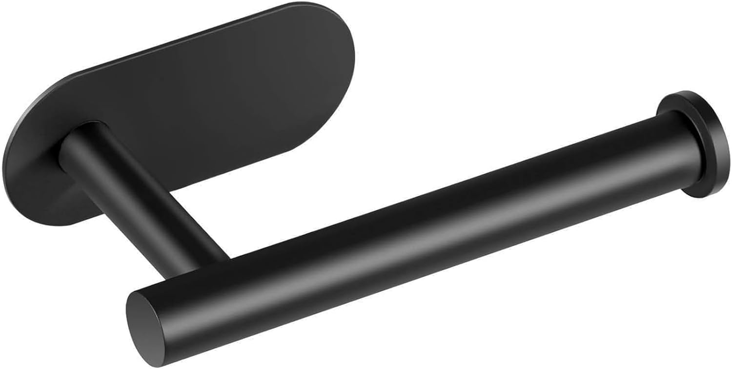 Uchwyt na papier toaletowy ze stali nierdzewnej, nie wymaga wiercenia, odpowiedni do łazienki i kuchni, czarny