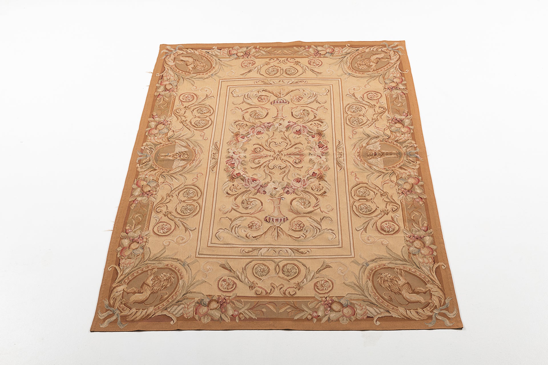 Gobelin Aubusson, klasyczny kwiatowy rysunek w stylu francuskim, 278x180 cm (galeria Farah1970)