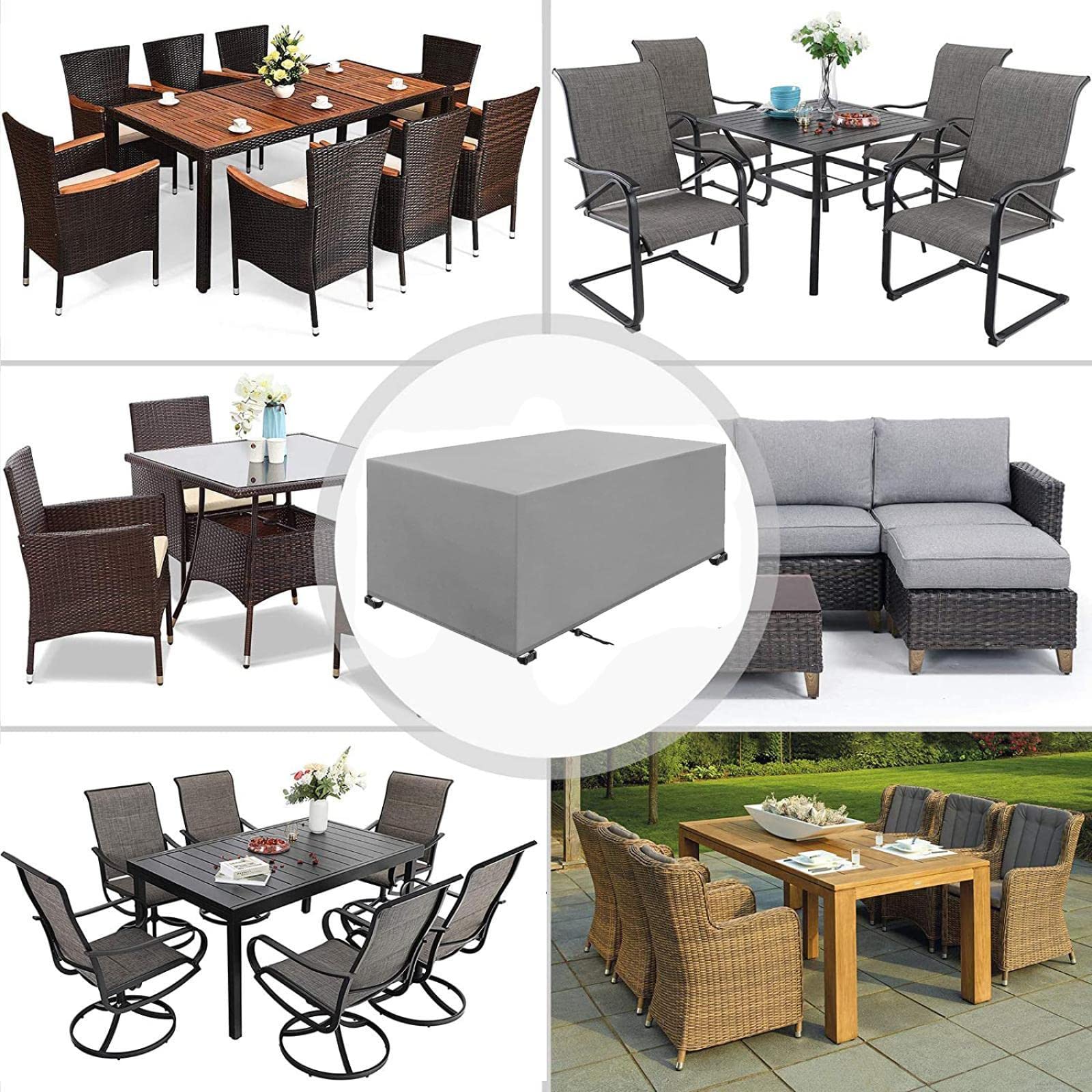 Housse de protection rectangulaire pour meubles de jardin, imperméable, anti-poussière, anti-UV, pour chaise ou table de jardin (230x165x80cm) - 2