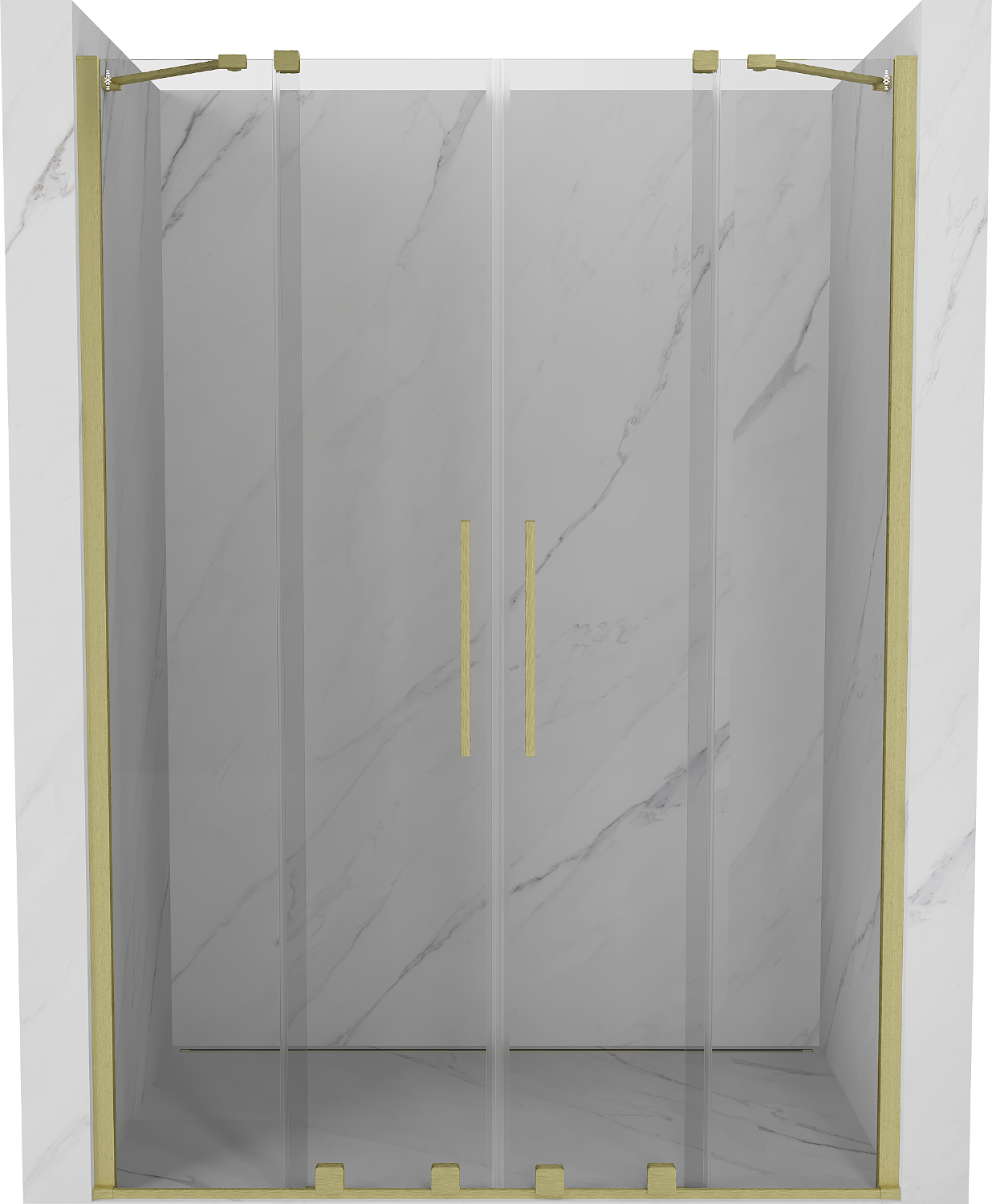 Mexen Velar Duo drzwi prysznicowe rozsuwane 140 cm, transparent, złote szczotkowane - 871-140-000-02-55
