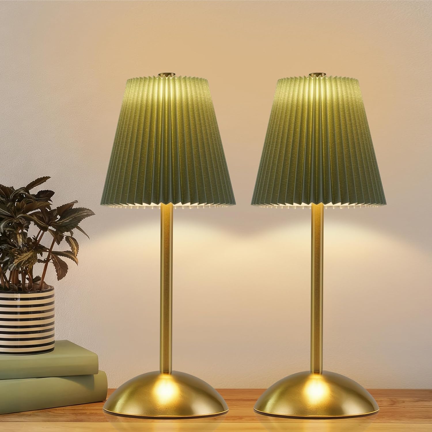 ZMH Zestaw 2 bezprzewodowych lamp stołowych LED z dotykowym ściemniaczem i 3 temperaturami barwowymi - 9