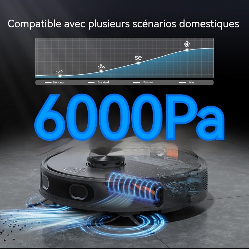 Aspirateur robot laveur Teendow D65S MAX noir, station de vidage automatique 70 jours, navigation LiDAR intelligente pour maison et poils animaux - 4