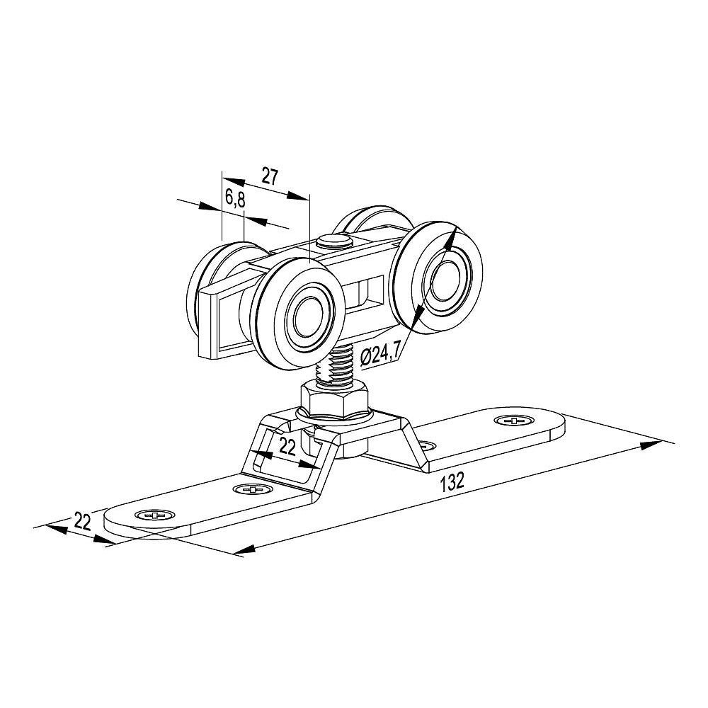 Système coulissant SLID'UP 170 pour 1 porte jusqu'à 900 mm - rail 1,8 m - 120 kg - 6