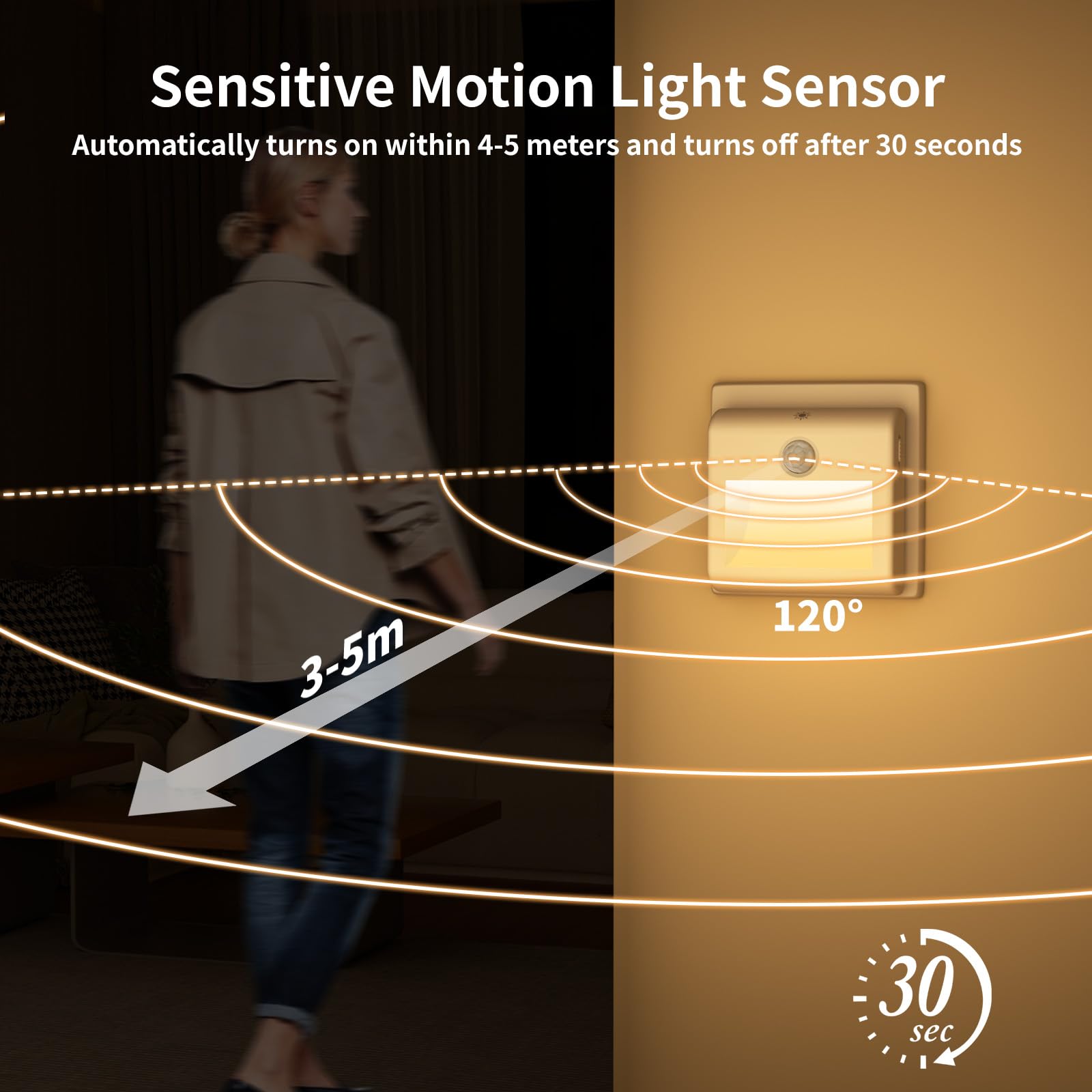 Veilleuse Avec Capteur De Lumière - S'allume Automatiquement Quand Il Fait Sombre - Alimentation Sur Prise - Diamètre 6,2 Cm