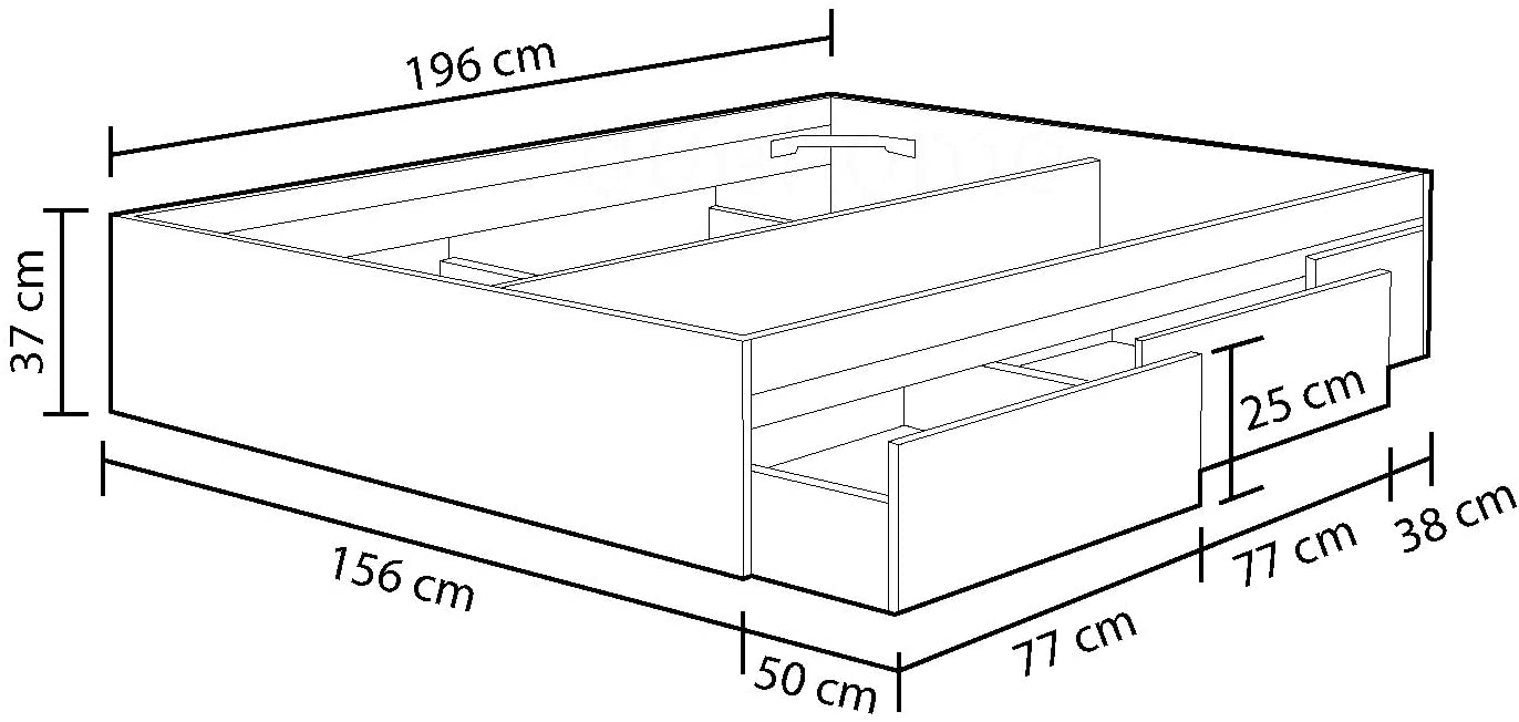 Mobelcenter - Cama de Matrimonio con 4 cajones Kendra - Color Roble Canadian - Ancho: 156 cm x Fondo: 196 cm x Alto: 37 cm (Roble Canadian) (1104) - 5