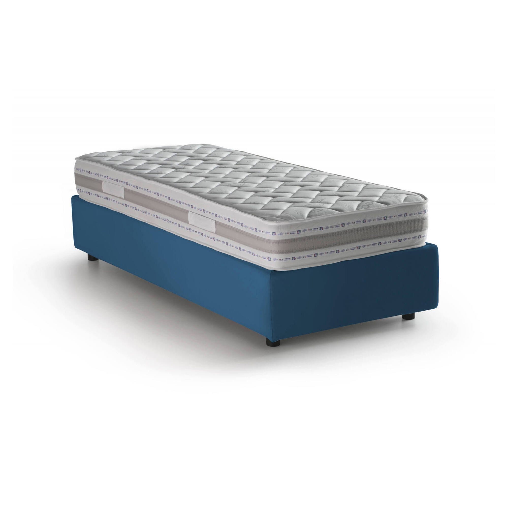 Letto singolo Daram, Letto contenitore con rivestimento in ecopelle Letto singolo Daram, Letto contenitore con rivestimento in ecopelle