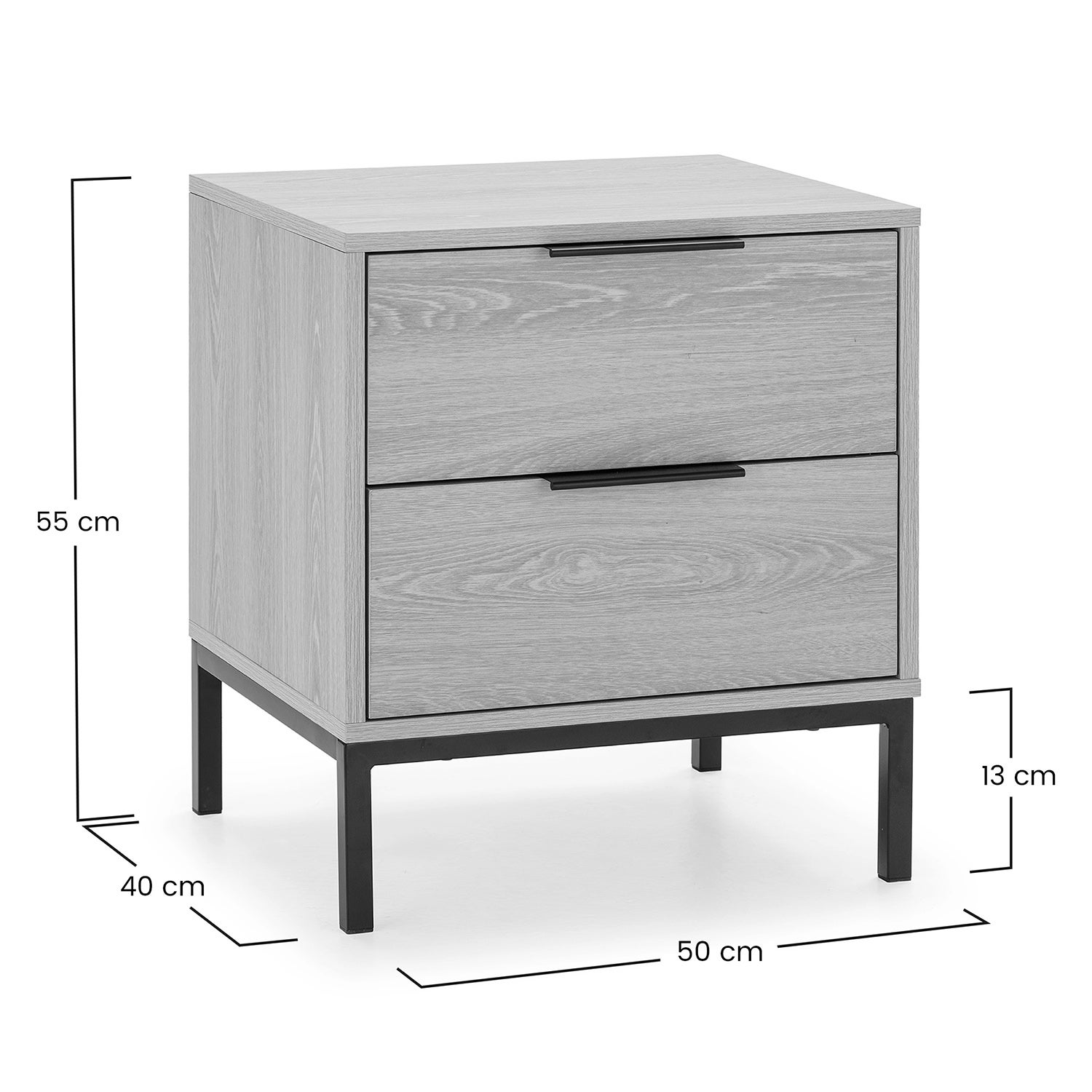 Mesa de cabeceira Auri 2 gavetas cor Carvalho - 7