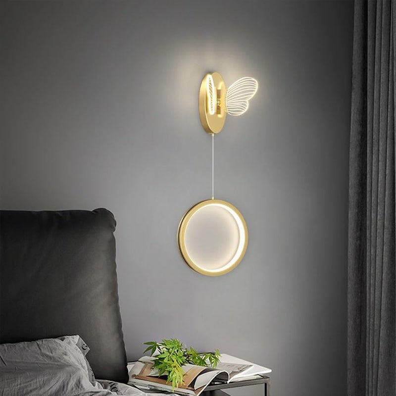 Lampy ścienne do sypialni kreatywne lampy motylkowe, (trzy zmieniające kolory światła) lampy ścienne z oparciem sofy w salonie