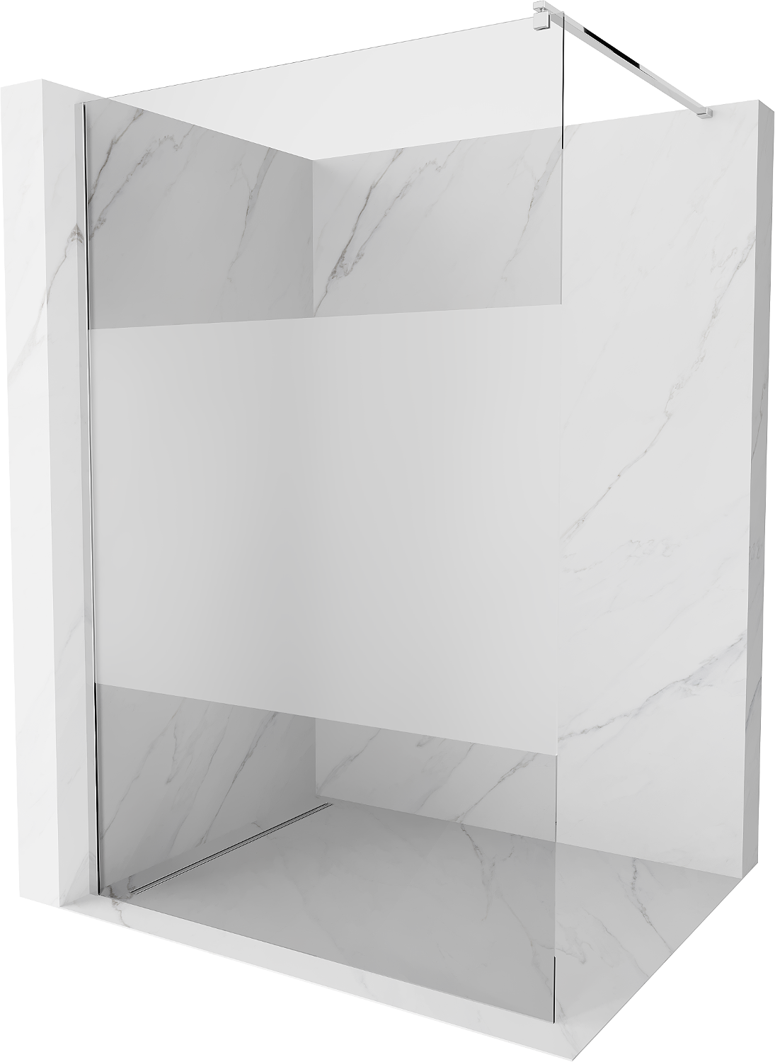 Mexen Kioto ścianka prysznicowa Walk-in 80 x 200 cm, transparent/szron 8 mm, chrom - 800-080-101-01-35