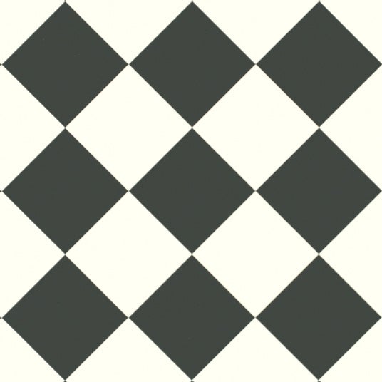 Happy days vinyl flooring - baldosas en damero diagonal - blanco y negro - rollo 3m x 2m