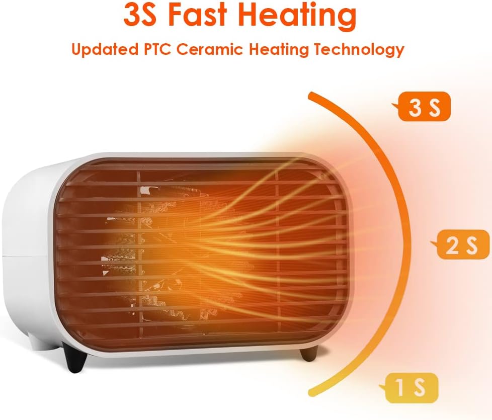 Radiateur soufflant blanc à faible consommation d'énergie, mini radiateurs électriques pour la maison, radiateur silencieux à faible consommation d'én - 3