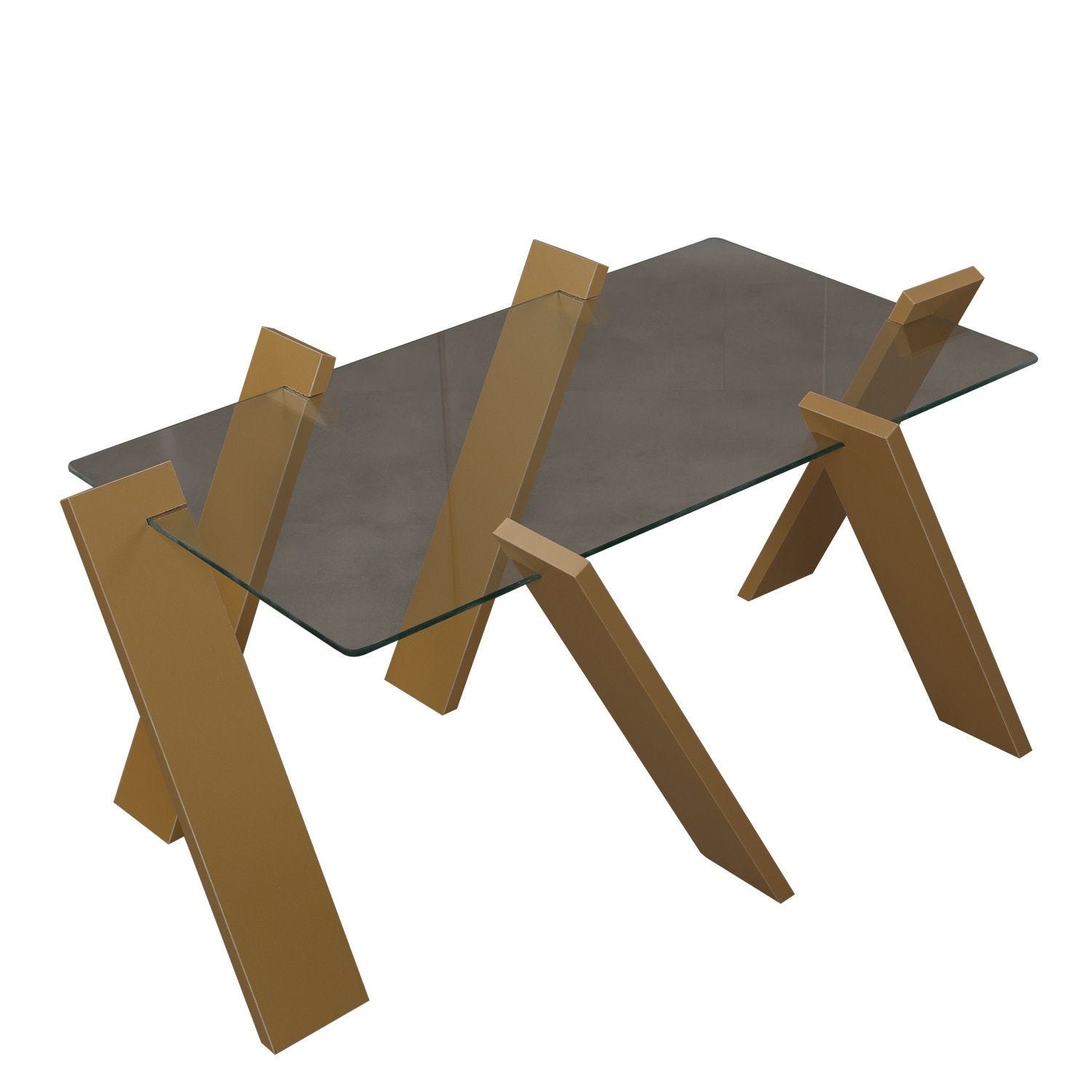 Table basse rectangle Perspicuus Bois Jaune et Verre Transparent ...