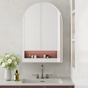 Armoire Salle De Bain Avec Miroir Et éclairage LED - Anti-buée, 3 Luminosités Réglables - Rangement Intégré, Design Moderne