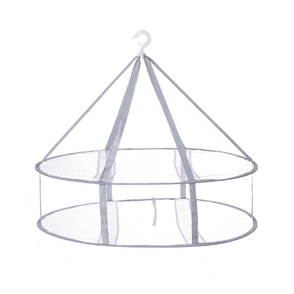 Dwupoziomowa suszarka na pranie, składana suszarka płaska, kosz na ubrania, siatka do suszenia ubrań - Szara