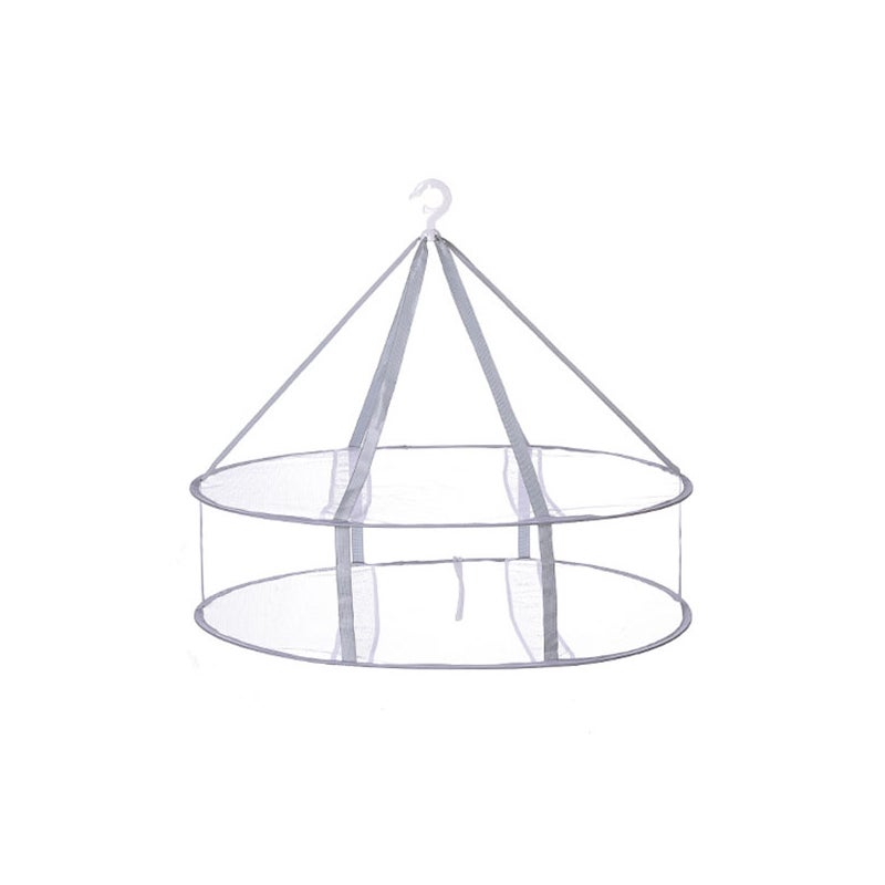 Dwupoziomowa suszarka na pranie, składana suszarka płaska, kosz na ubrania, siatka do suszenia ubrań - Szara