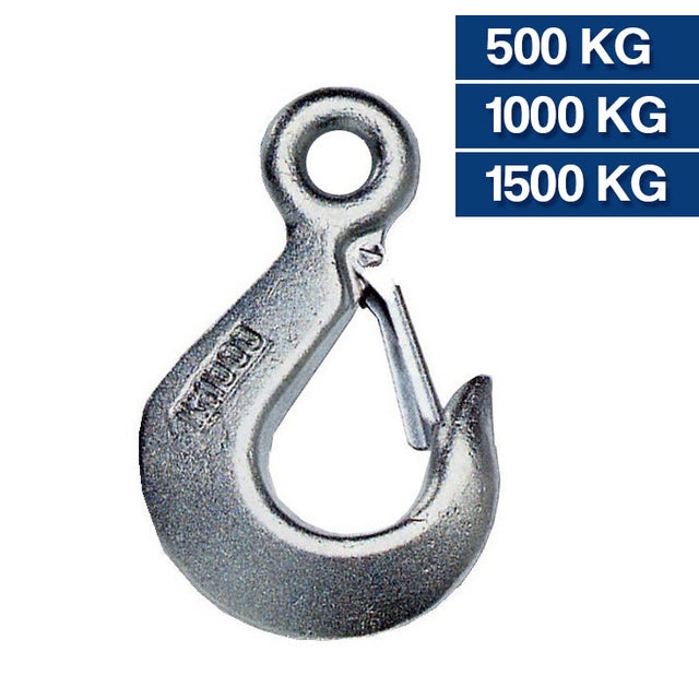 Gancio di sollevamento con fermo per paranchi elettrici - 500 Kg.