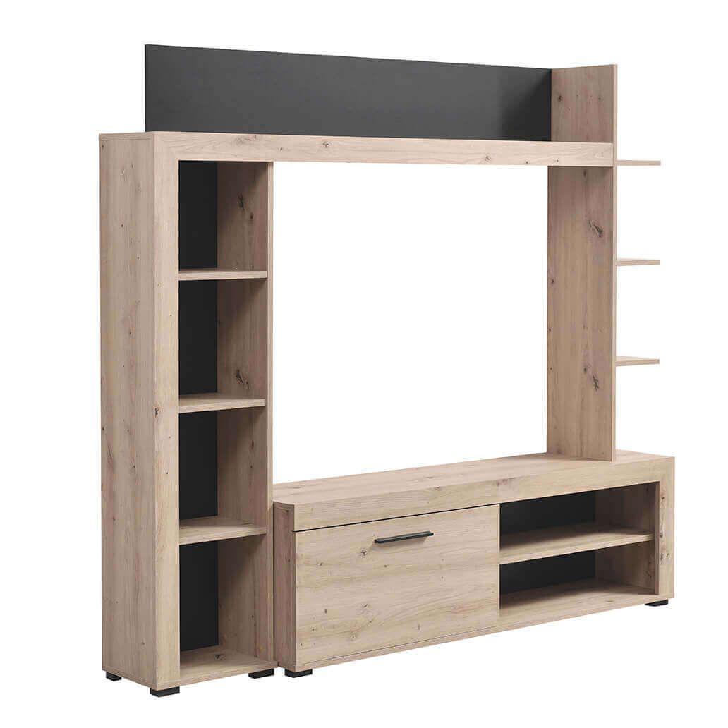 Parete Attrezzata Moderna Rovere | 172,5x33x157,5 Cm | Design Industriale | Per Soggiorno O Ufficio - Foto 4