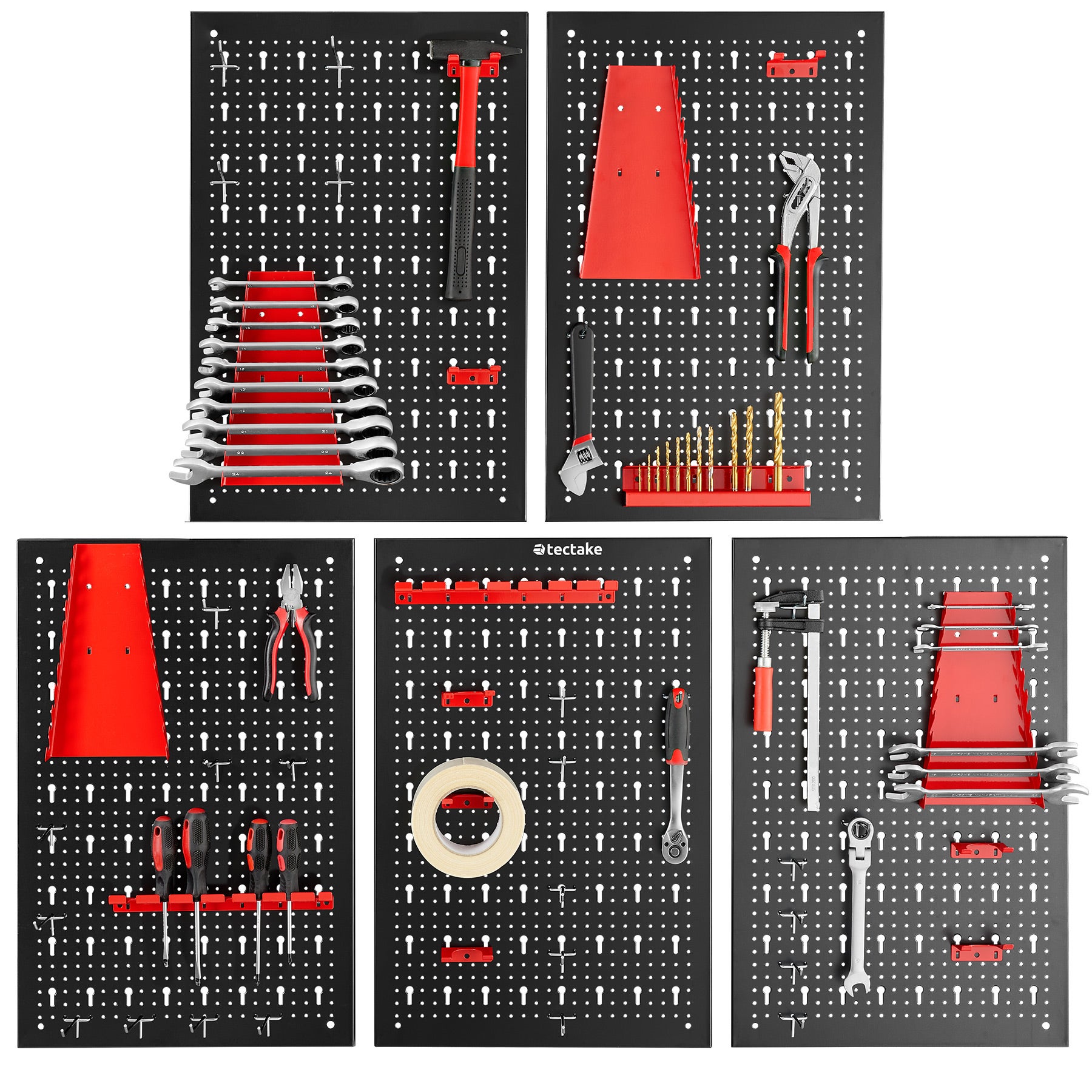 TECTAKE painel de ferramentas perfurado Quinteto,cinco peças,cinco partes - 5