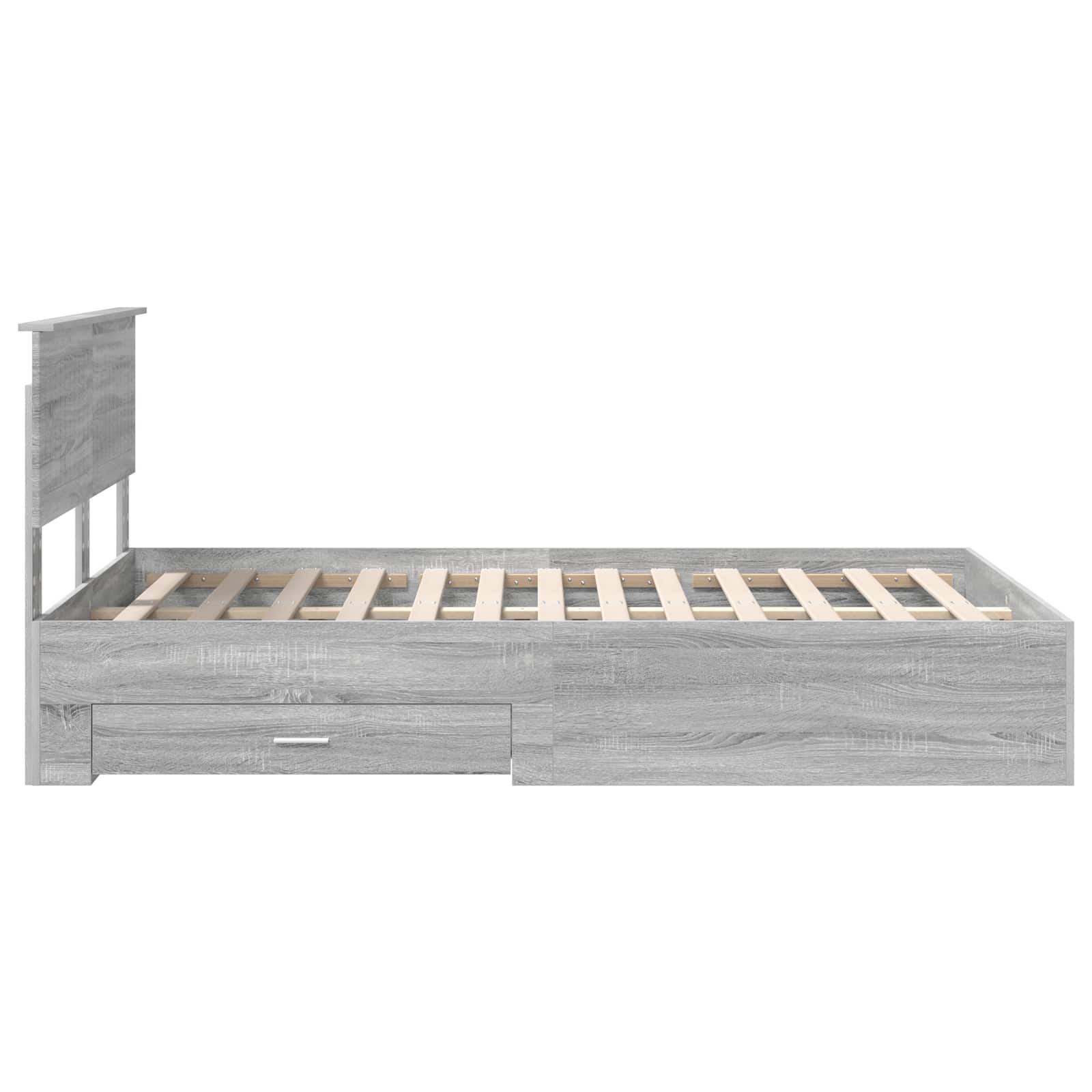 Cadre de lit en panneau de bois gris pour la chambre, 120 × 200 cm - 9