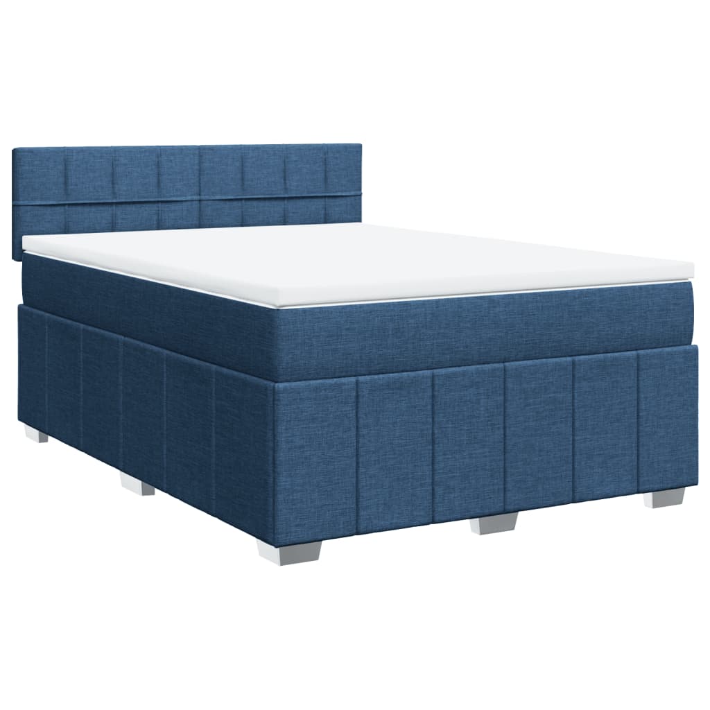 Sommier à lattes de lit avec matelas Bleu 160x200 cm Tissu — COMFORTXL - 3