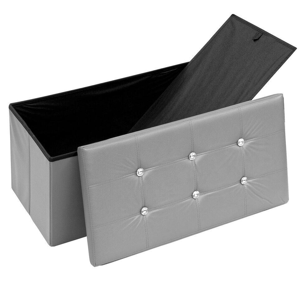 FRANKYSTAR Cassapanca Nemora 75 – Poggiapiedi Contenitore In Tessuto Grigio 76x38x38 Cm, Design Moderno E Funzionale