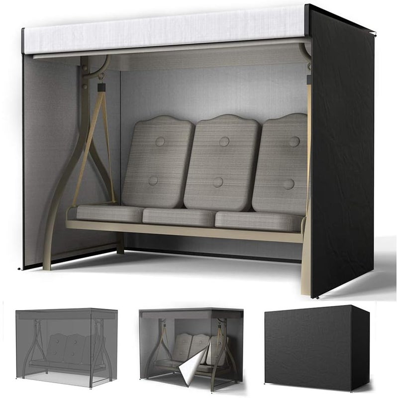 Pokrowiec ochronny na huśtawkę ogrodową 3-4-osobową - 220x125x170 cm - wodoodporny, anty-UV - pokrowiec na huśtawkę ogrodową - czarny