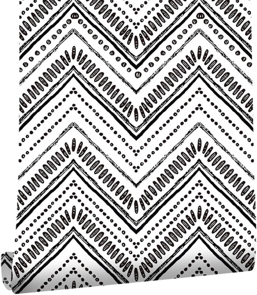Czarno-biała, geometryczna tapeta samoprzylepna winylowa - Tapeta samoprzylepna - Tapeta dekoracyjna 0,45*6M