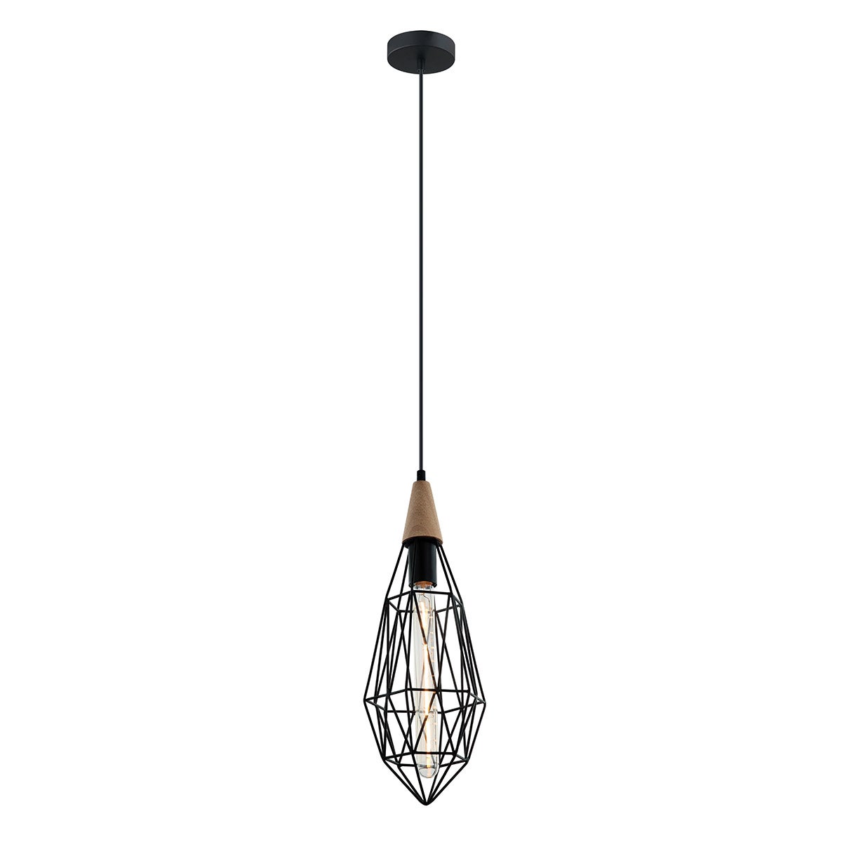 Lampa wisząca druciany klosz Maelle czarna 1xE27x40W metal wym:120x17x17cm IP20 Italux