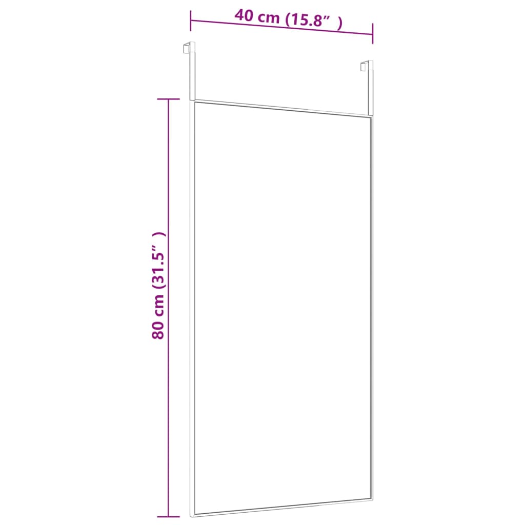 Miroir de porte noir 40x80 cm en verre et aluminium,sans perçage - 4