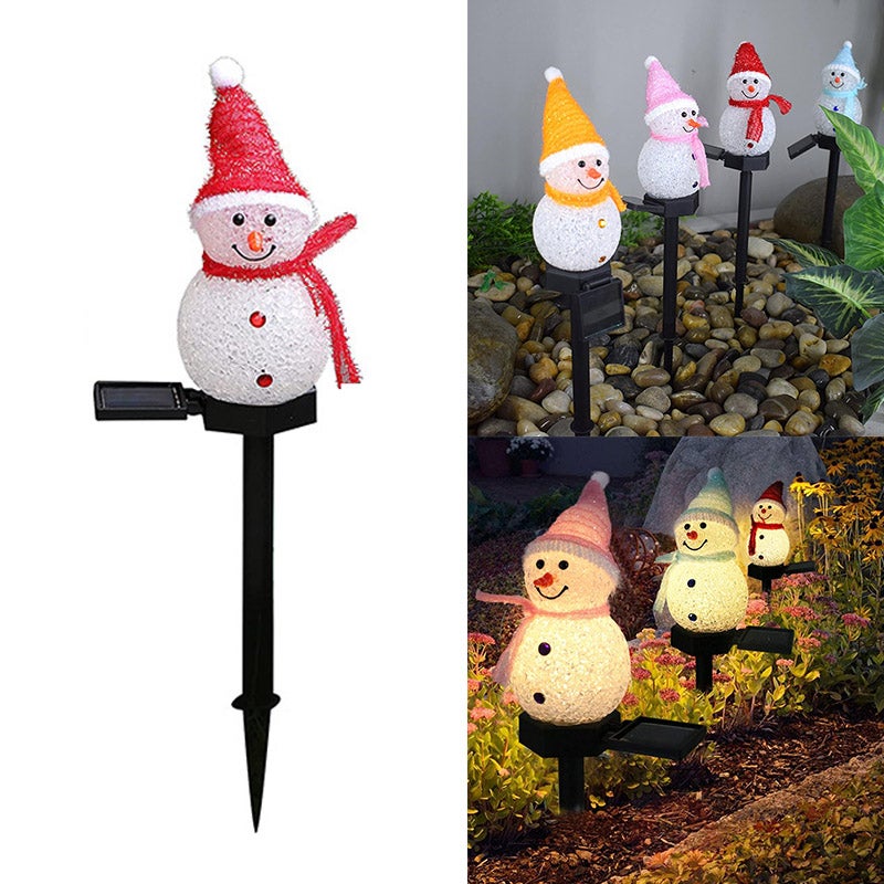 Solarna lampa podłogowa bałwan, dekoracja ogrodowa, bożonarodzeniowa, nastrojowe oświetlenie zewnętrzne trawnika, lampa ogrodowa LED - czerwona