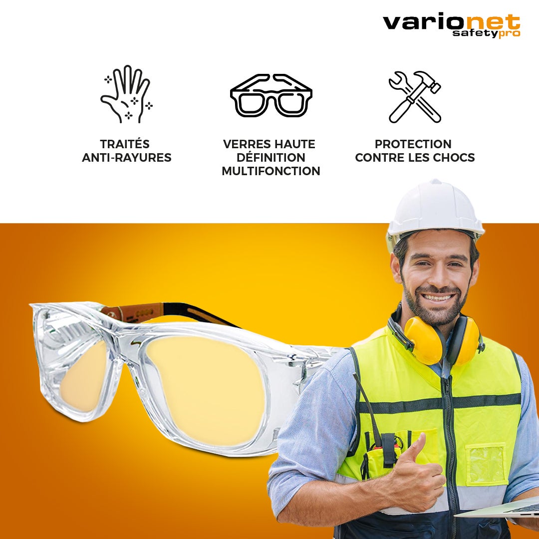 Lunettes de Protection Varionet Safety PRO Anti-buée Adaptée à votre vue (presbytie)+2,00 - Vision et Protection pour Presbytie - Normées CE - 4