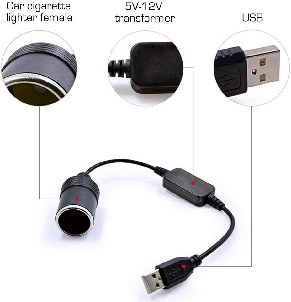 Un adaptateur USB Type-A mle 5V vers allume-cigare femelle 12V, adapt aux  camras embarques allume-cigare, aux camras embarques DVR et aux appar |  Leroy Merlin