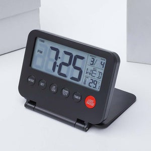 HOMVILLA Mini Réveil Voyage Numérique LCD – Avec Température, Snooze 5 Min, Rétroéclairage, 12/24H, Piles Incluses, Compact & Portable