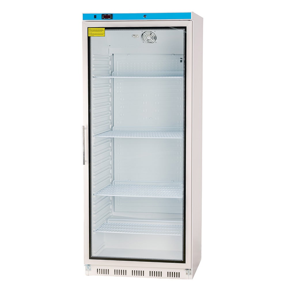 Romux® armario expositor refrigerado de 1 puerta de cristal de 77 cm refrigeración ventilada | armario frigorífico capacidad 469 l- 4 estantes y 130 w