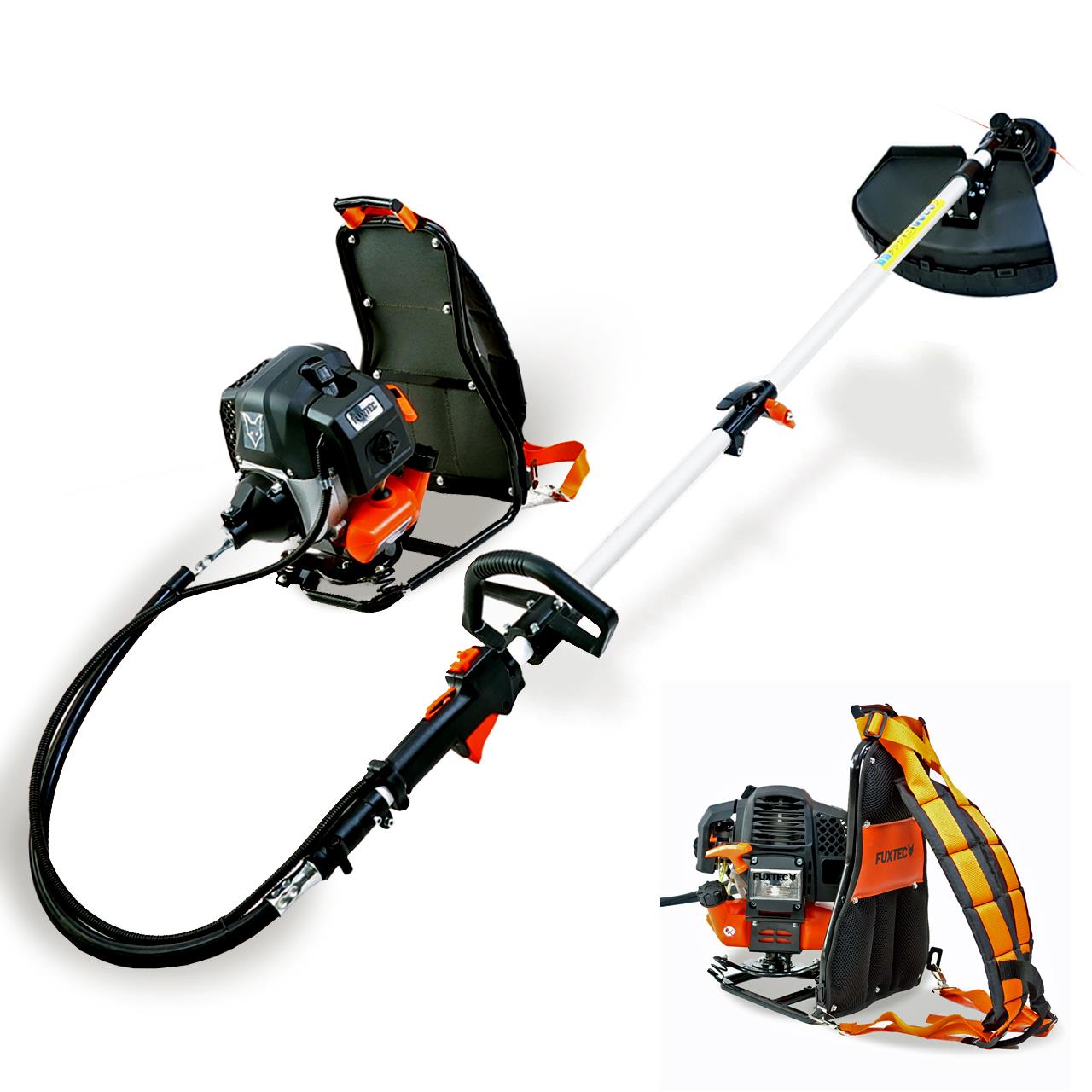 FUXTEC FX-MS152T - Desbrozadora gasolina 52cc, 2en1 multiherramienta, uso mochila, recortadora trimmer potente y versátil