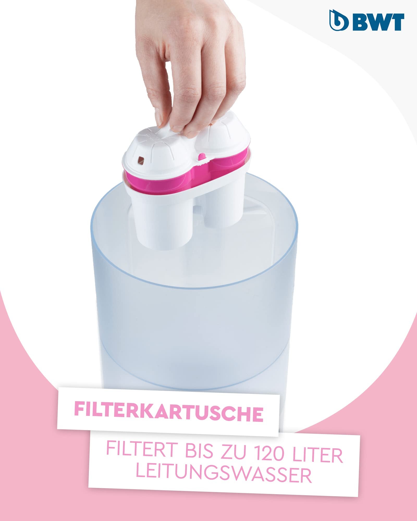 BWT Filtro acqua da tavolo AQUAlizer Station | Pacchetto vantaggio con 2 cartucce filtranti e decanter in vetro aggiuntivo - 2