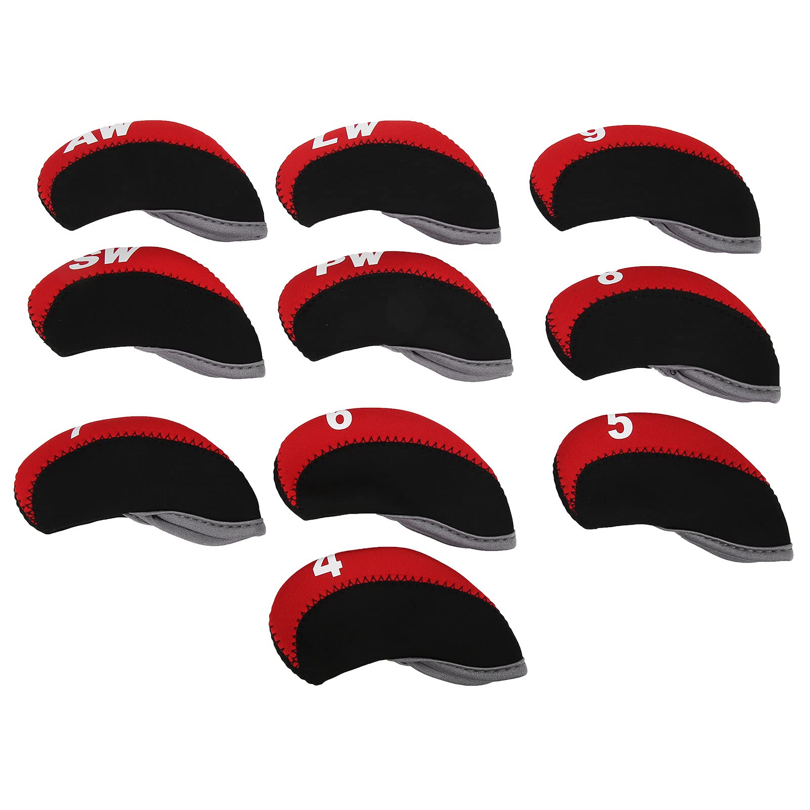 Rustark Set 10 Copritesta Per Mazze Da Golf In Neoprene Con Finestra Trasparente | Numerati 3-PW, A, SW | Protezione Antiurto (Nero/Blu)