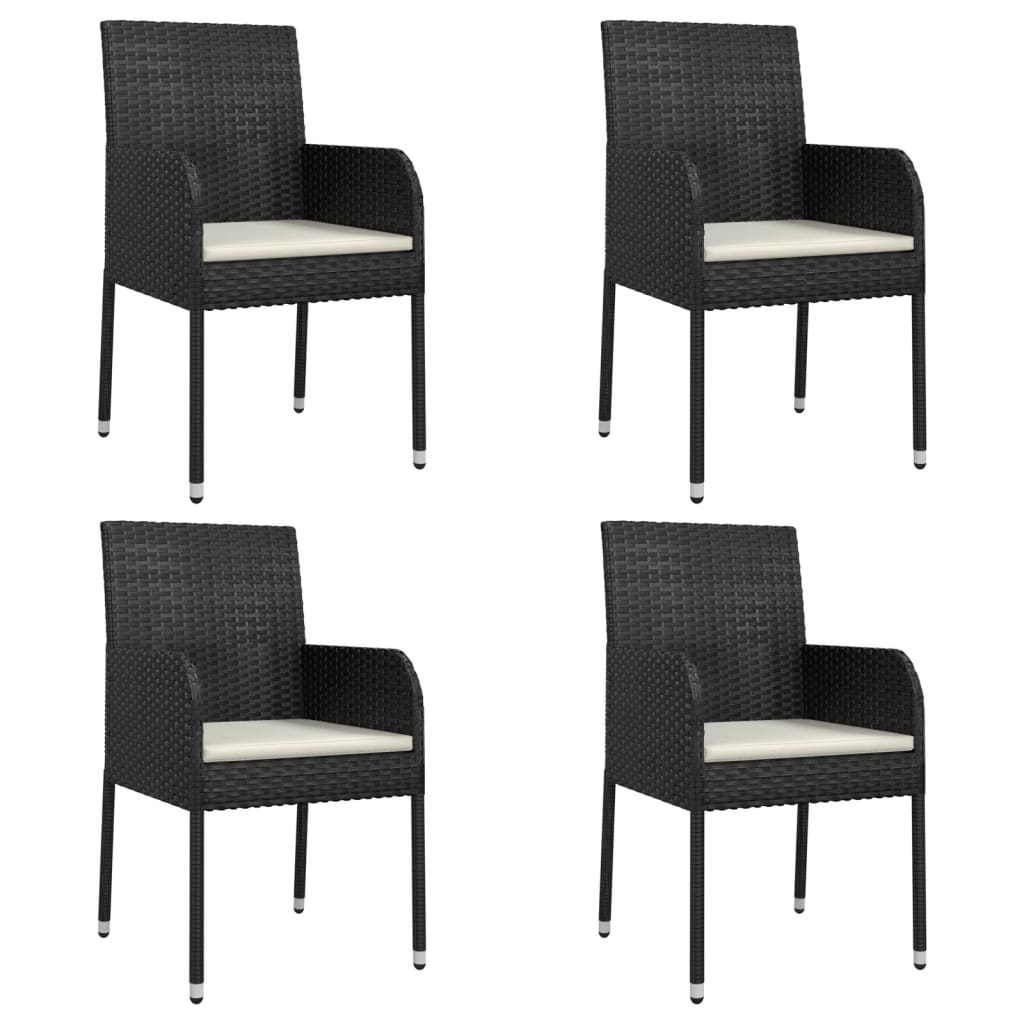 Maison Exclusive - Set da Pranzo da Giardino 5 pz Nero con Cuscini in Polyrattan - 4
