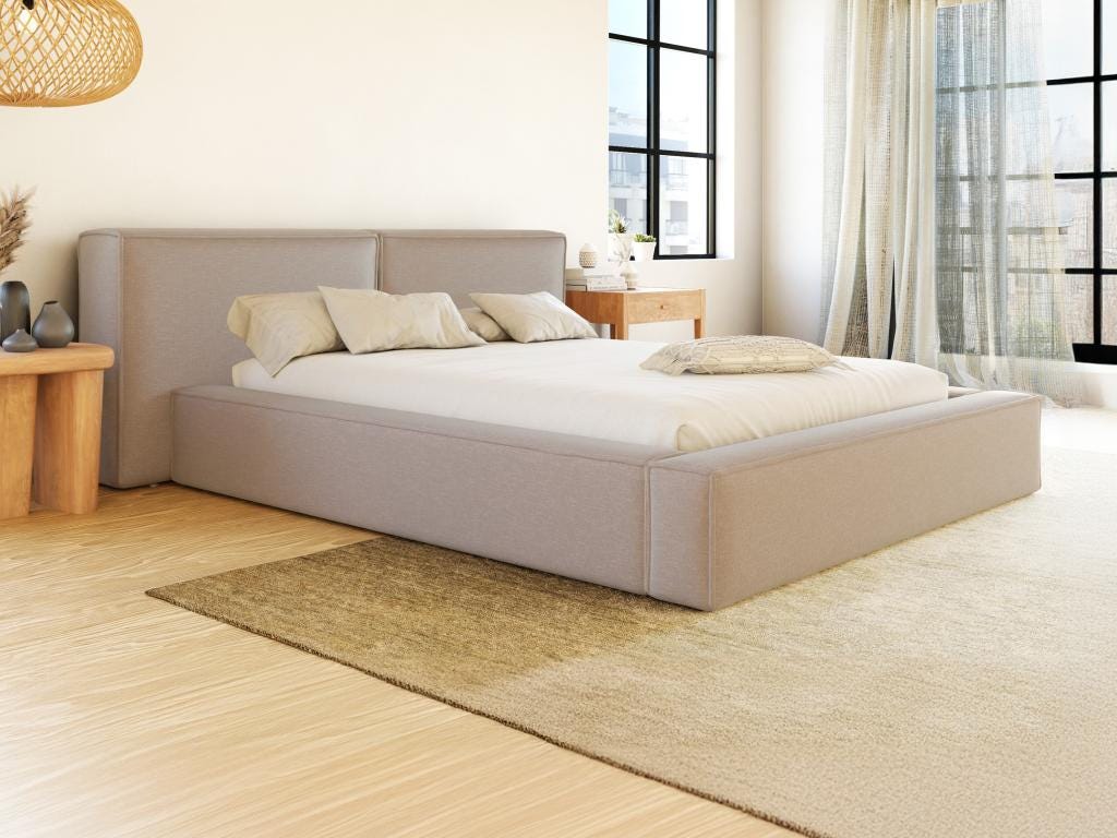 Lit coffre 160 x 200 cm - Tissu - Beige - TIMANO II de Pascal Morabito