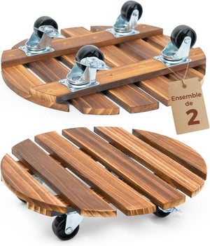 Wagner Support à Roulettes Retro Pour Pot De Fleur - Chariot Plante 22x22x5.5cm Noir 60kg