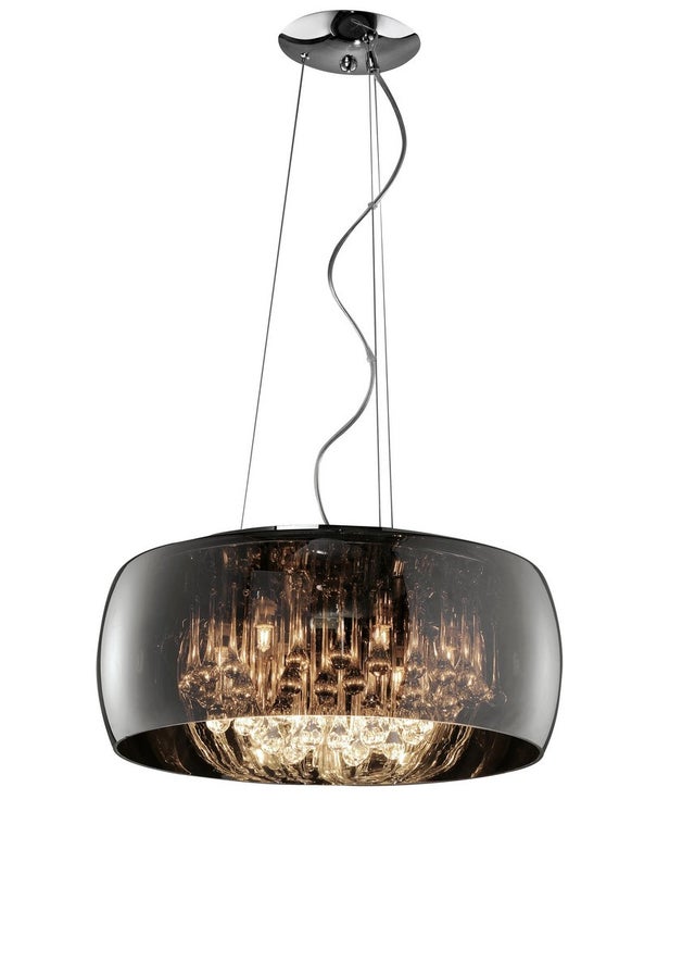 Lampa wisząca Vapore srebrno-czarna 6xG9x42W kryształowy wym: 150 x 50 x 50 cm kryształ Trio