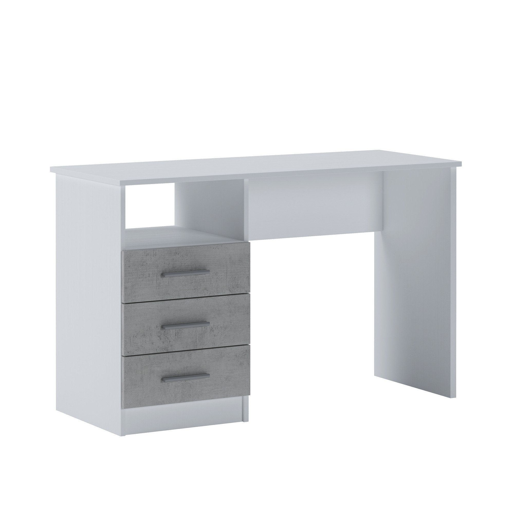 Scrivania Mobile Per PC VidaXL 100x50x76 Cm Grigio Cemento - Con Armadio Integrato, In Truciolato