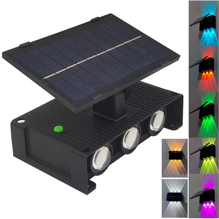 Zewnętrzny solarny kinkiet, solarna lampa góra i dół, solarna lampa ogrodowa, wodoszczelna solarna lampa na ogrodzenie (ciepła biel, biel i RGB)