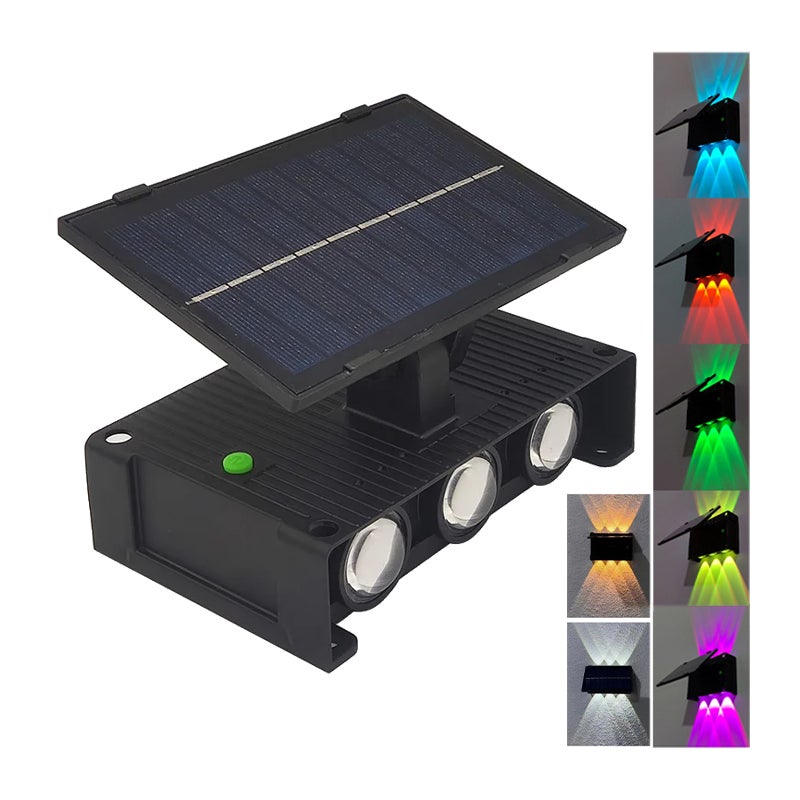 Zewnętrzny solarny kinkiet, solarna lampa góra i dół, solarna lampa ogrodowa, wodoszczelna solarna lampa na ogrodzenie (ciepła biel, biel i RGB)