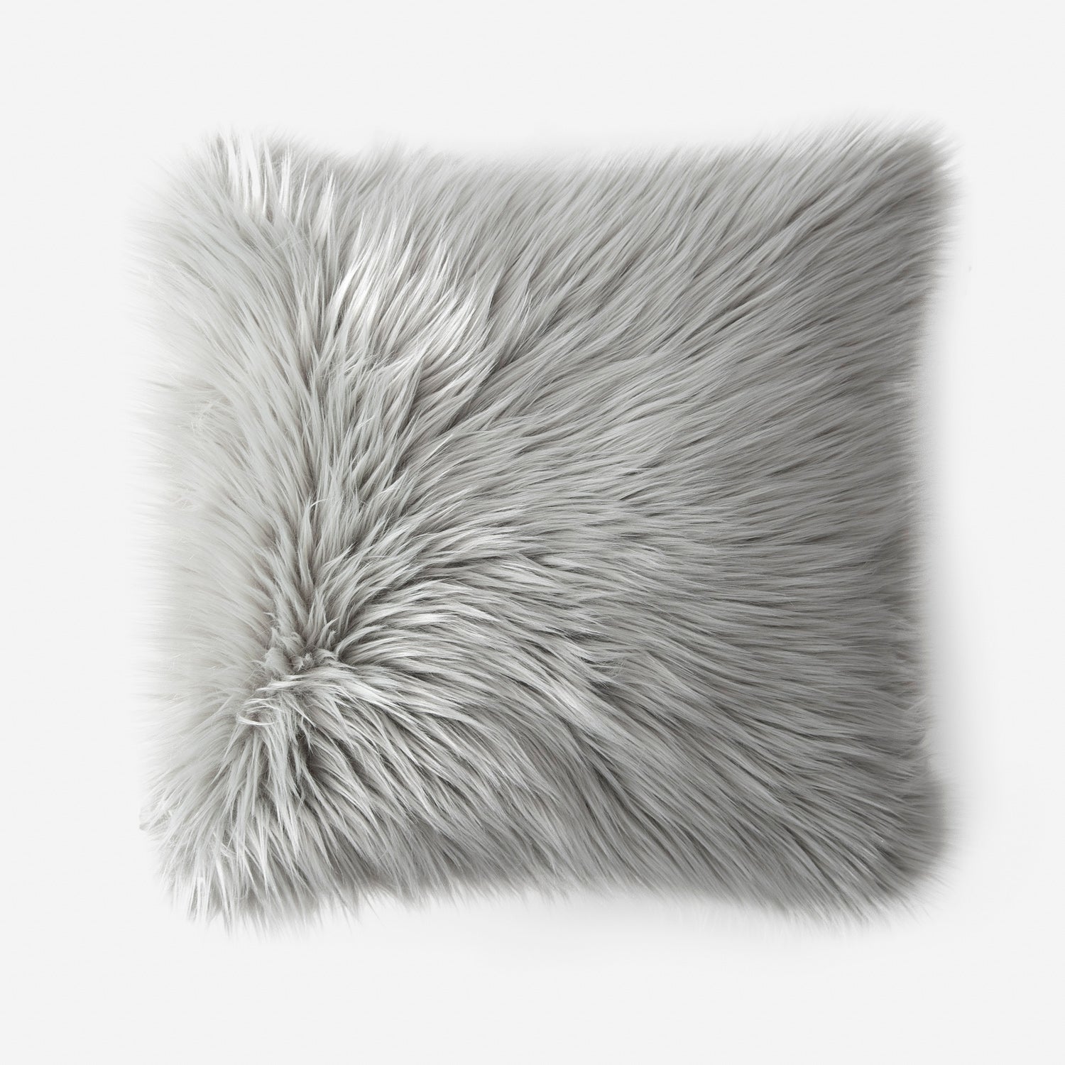 Coussin gris à longs poils