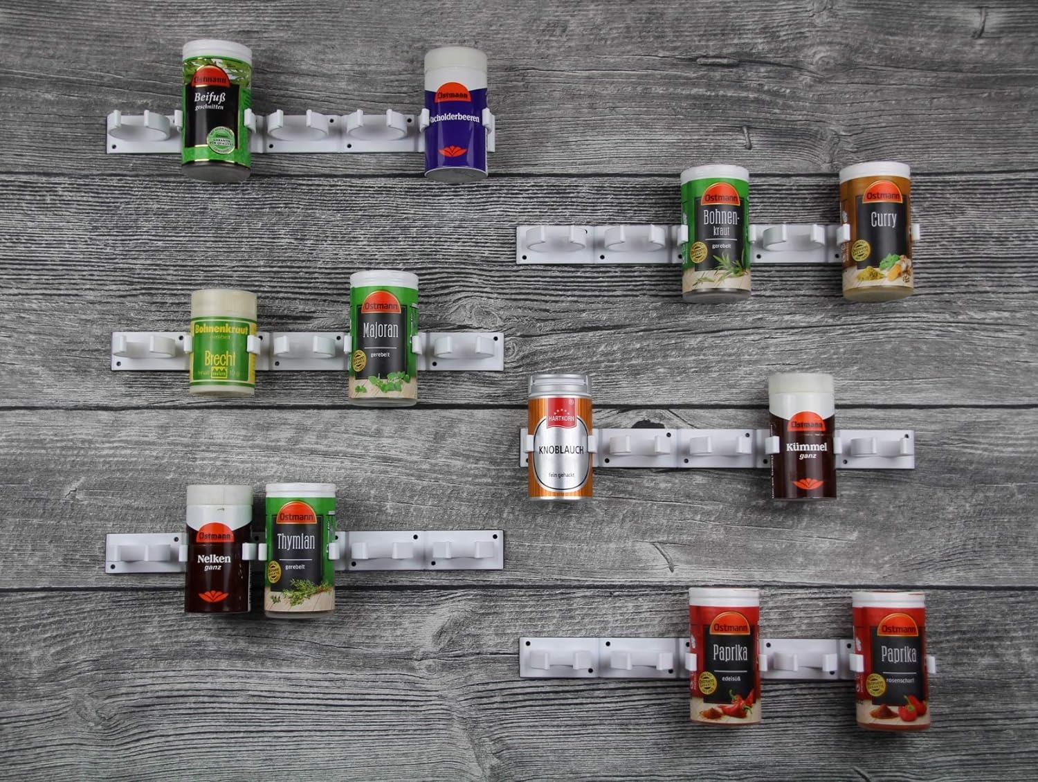 Półka na przyprawy bez otworów - mocowana do stojaka na przyprawy - 6 pasków na 30 przypraw (biała)