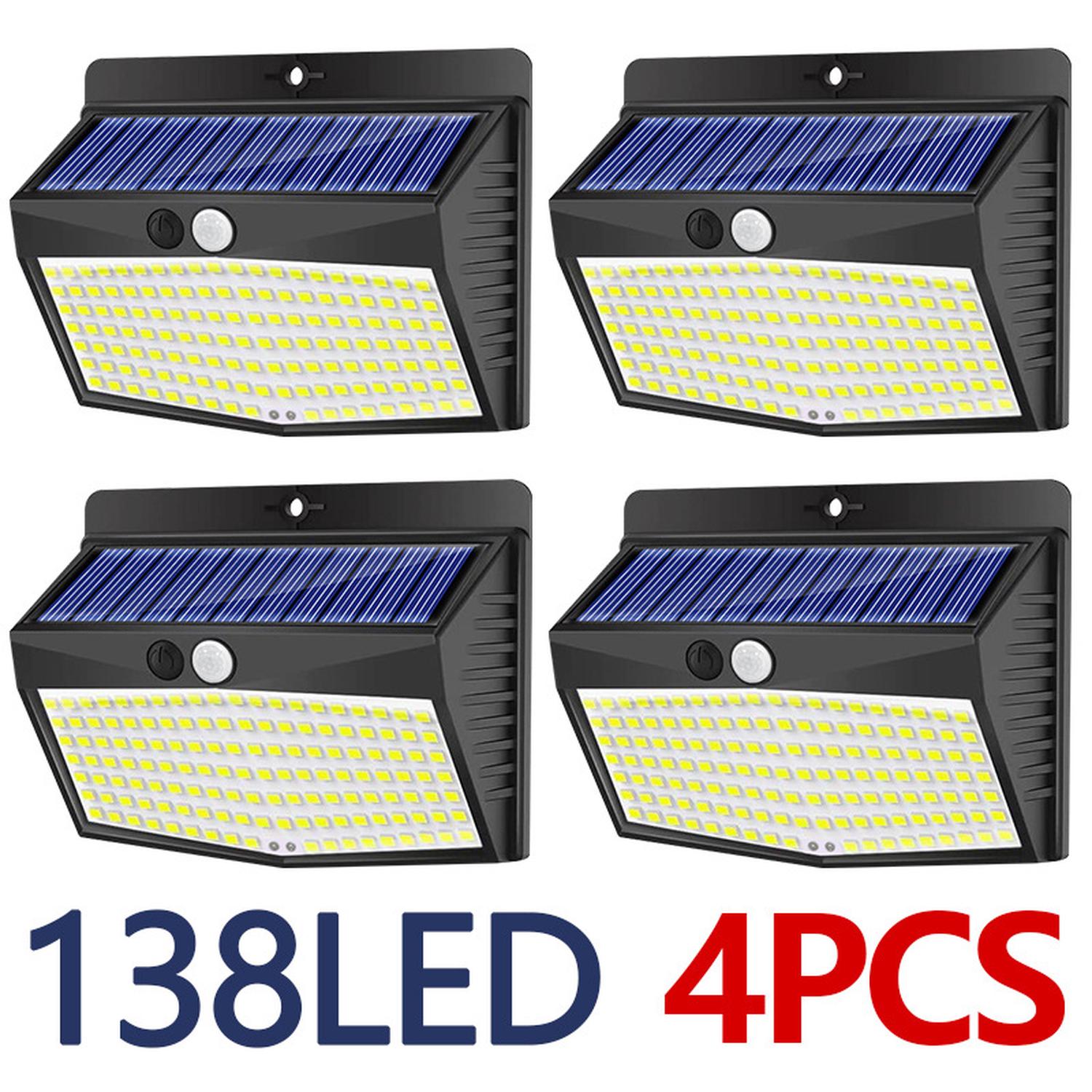 Hawue  Lote De 4 Lámparas Solares De Exterior, 138 Led Con Detector De Movimiento, Impermeables, 3 Modos, Inalámbricas, Para Jardín, Terraza Y Garaje. , Leroy Merlin