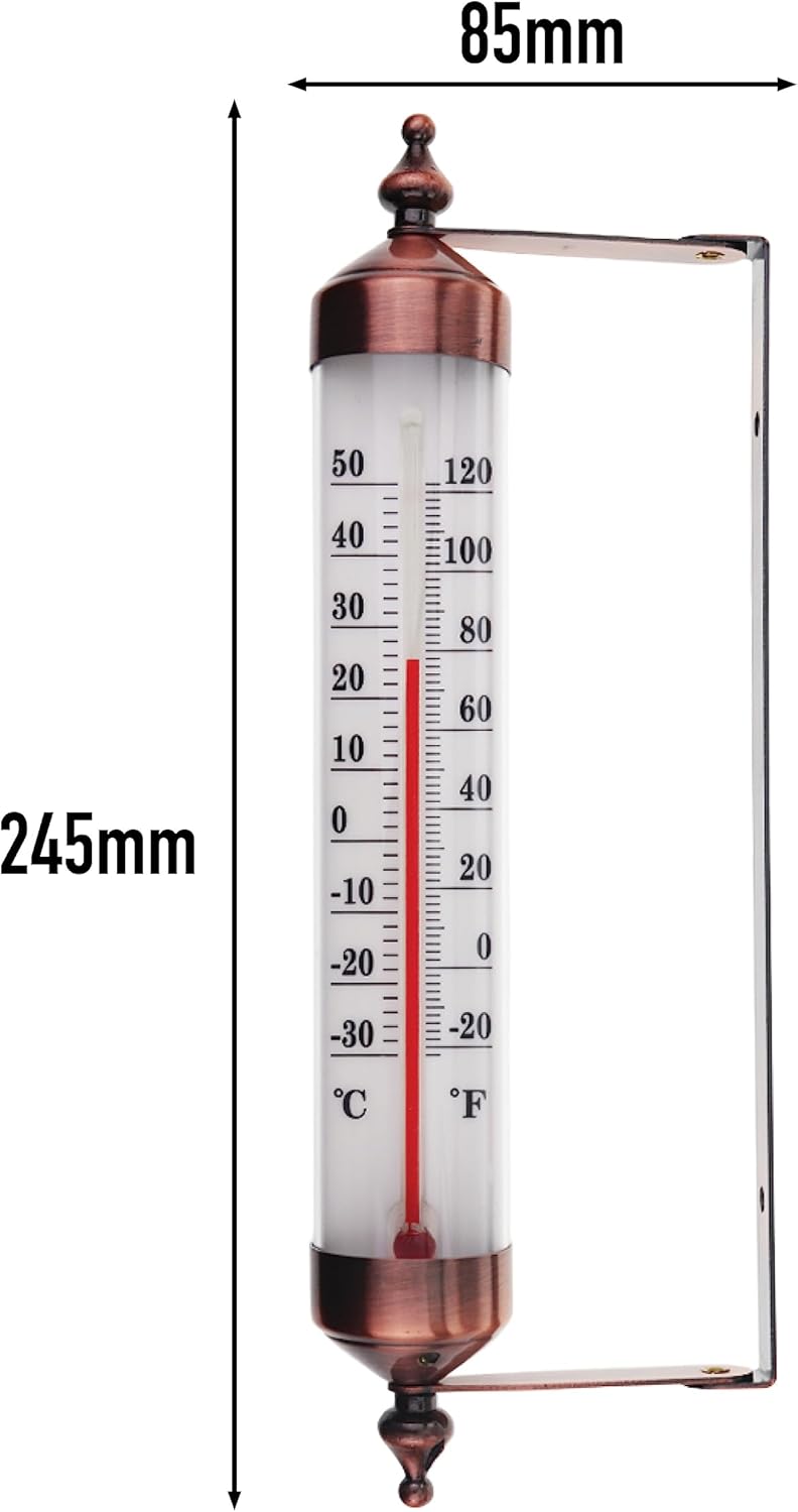 Thermomètre d'extérieur avec jauge, effet bronze – Élégant thermomètre de jardin pour extérieur adapté pour la température extérieure, serre, garage - 3