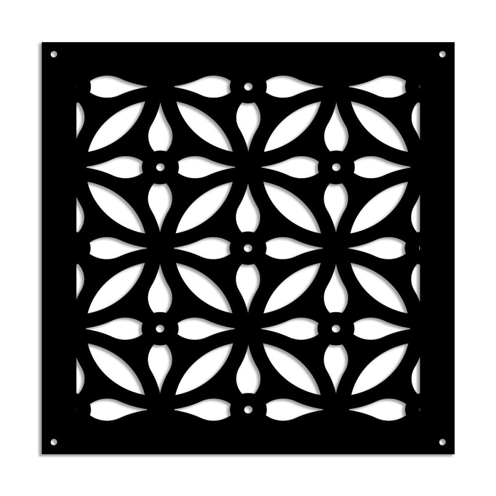 TELLY - Panel perforowany z PVC - Osłona przeciwsłoneczna - Rozmiar 98x98 cm - Grubość 1 cm - Kolor CZARNY